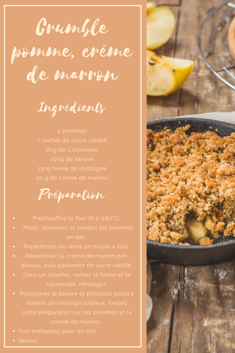 Recette du mois crumble de pomme crème de marrons