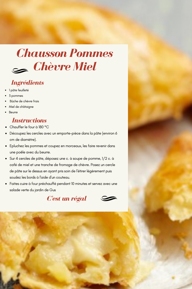 Recette du mois Mini chausson Chèvre Miel Pommes